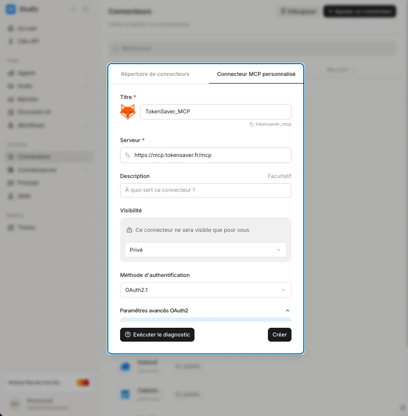 Mistral Studio — connector + OAuth (optional)